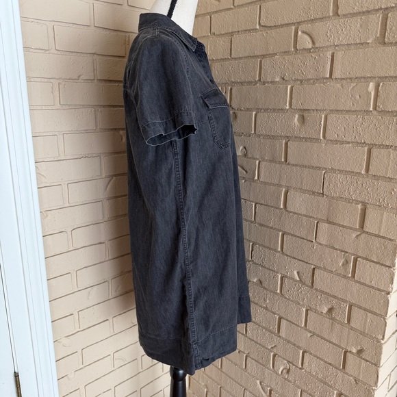 Madewell Denim Short-Sleeve Popover Shirtdress in Charcoal Beach Casual Small S - Picture 3 of 8